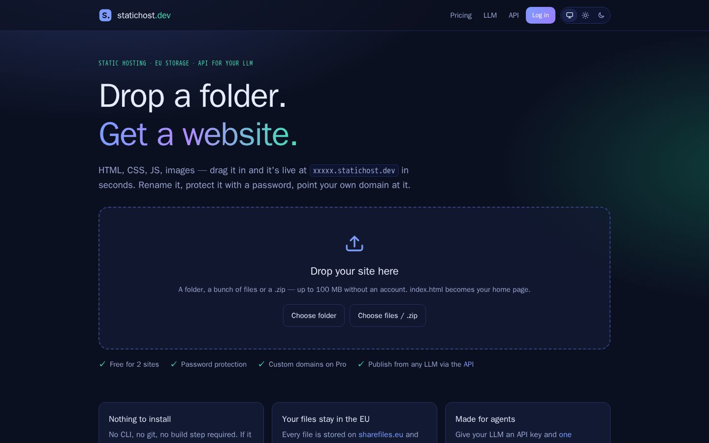 statichost.dev website